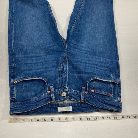 Zara Premium Jeans Women’s 8 Blue Denim High Rise Distressed Tapered Leg - Picture 10 of 12